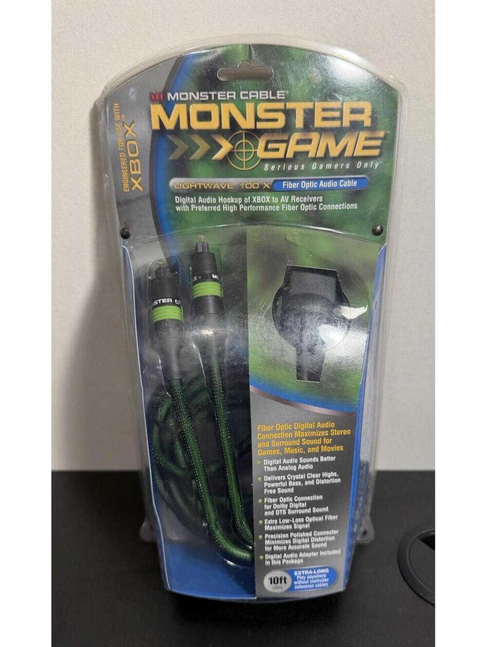 Monster Game Lightwave 100 X Fiber Optic Audio Cable for Original Xbox 10ft New